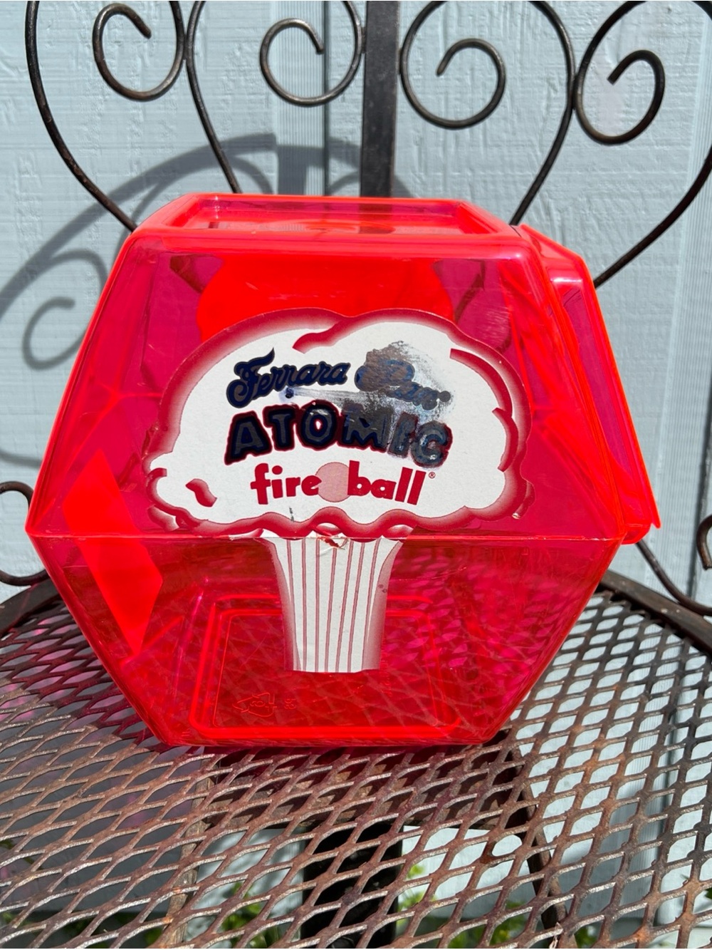 1980's Ferrara Pan ATOMIC FIREBALL Store Candy Container Display Vtg USA PINK
